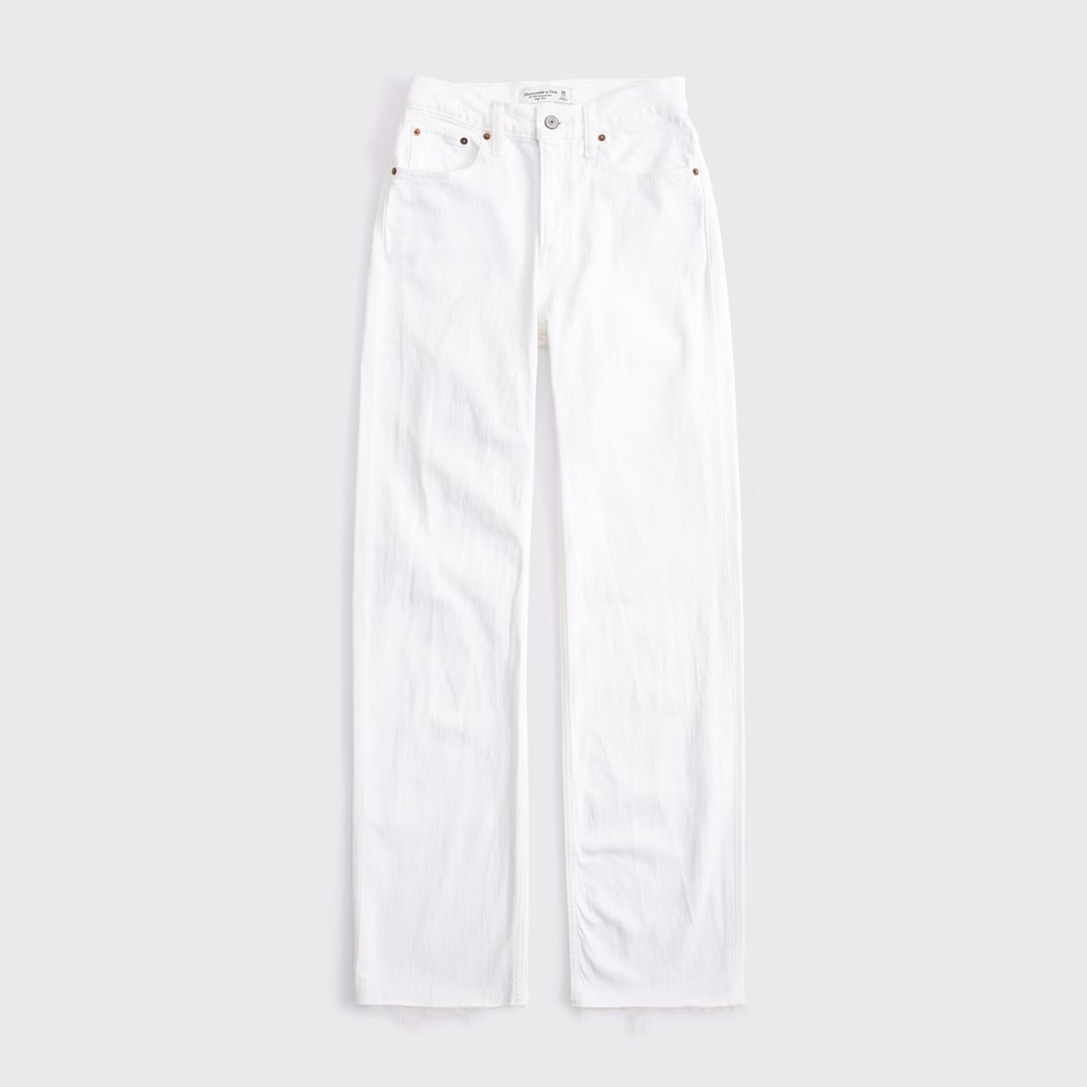 Abercrombie & Fitch High-Rise White Straight-Leg Jeans